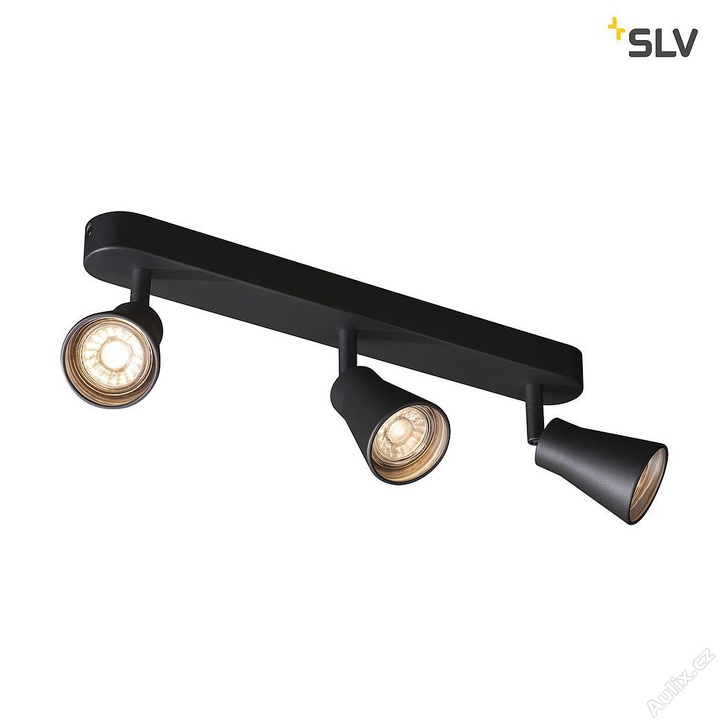 SLV AVO TRIPLE, nástěnné a stropní svítidlo, tři žárovky, QPAR51, černé, max. 3x50W (1000892)