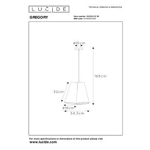 Interiérové svietidlo LUCIDE GREGORY Pendant 30495/03/38