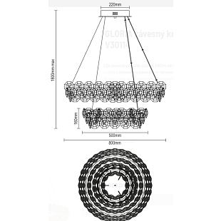 Interiérové svietidlo Závesný krištáľový luster 800+500 VIZARDI V30114 GLORIA V30114