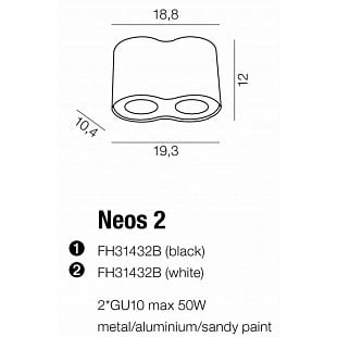 Interiérové svietidlo AZZARDO NEOS 2 black/alu AZ0609