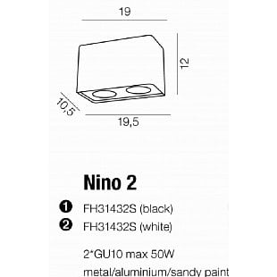 Interiérové svietidlo AZZARDO NINO 2 black/alu AZ1385