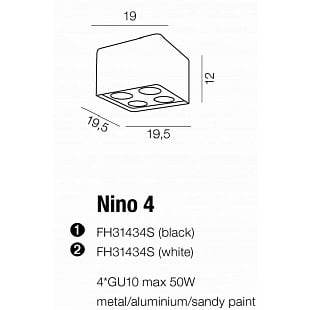 Interiérové svietidlo AZZARDO NINO 4 black/alu AZ1388