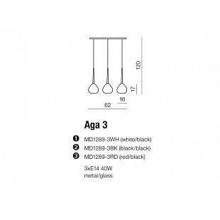 Interiérové svietidlo AZZARDO AGA 3 red červená AZ1066