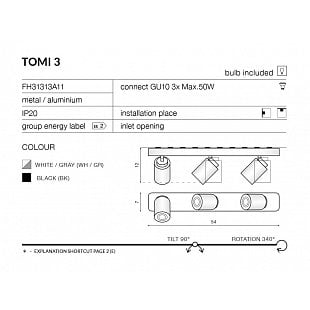 Bodové svietidlo AZZARDO TOMI 3 black    AZ0680