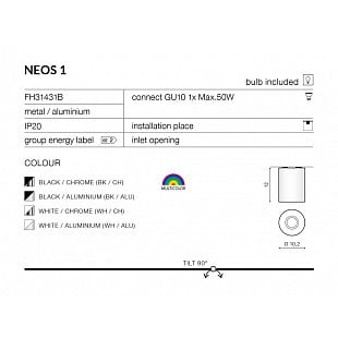 Interiérové svietidlo AZZARDO NEOS 1 white/chrome AZ0707