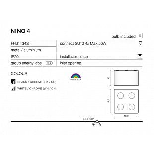 Interiérové svietidlo AZZARDO NINO 4 black/chrome  AZ0852