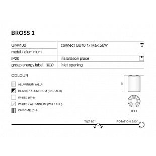 Interiérové svietidlo AZZARDO BROSS 1 aluminium  AZ0780