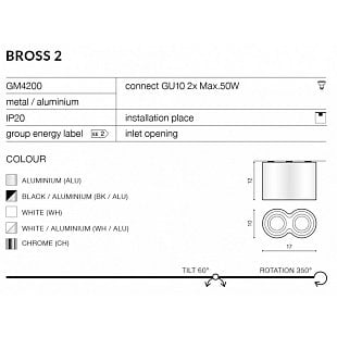 Interiérové svietidlo AZZARDO BROSS 2 black/alu AZ0782