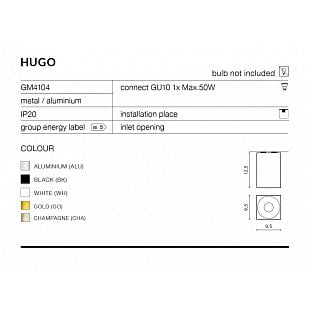 Interiérové svietidlo AZZARDO HUGO black GU10 AZ0826