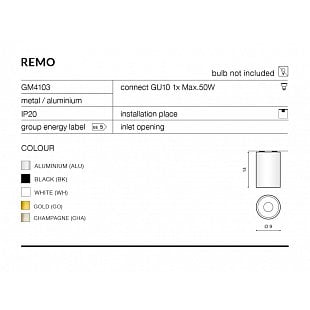 Interiérové svietidlo AZZARDO REMO aluminium  AZ0820