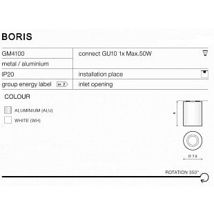 Interiérové svietidlo AZZARDO BORIS aluminium AZ1053