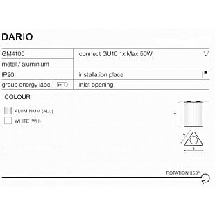 Interiérové svietidlo AZZARDO DARIO aluminium AZ1055