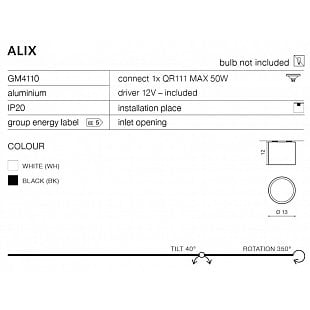 Interiérové svietidlo AZZARDO ALIX 12V white  AZ1356