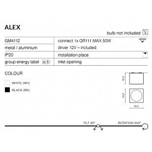 Interiérové svietidlo AZZARDO ALEX 12V white  AZ1359