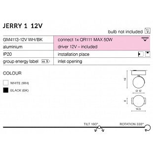 Interiérové svietidlo AZZARDO JERRY 12V black AZ1365