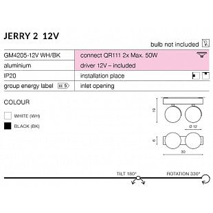 Interiérové svietidlo AZZARDO JERRY 2 12V black AZ1368