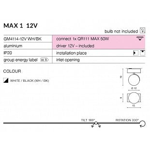 Interiérové svietidlo AZZARDO MAX 1 12V biela AZ1372