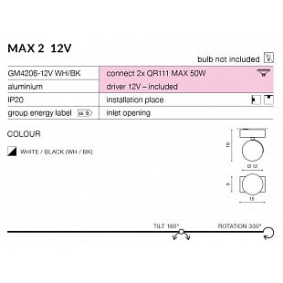 Interiérové svietidlo AZZARDO MAX 2 12V biela AZ1375