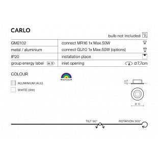 Bodové svietidlo AZZARDO CARLO aluminium  AZ0804