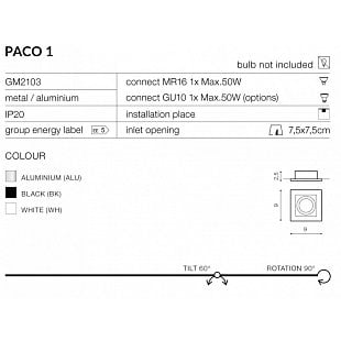 Bodové svietidlo AZZARDO PACO 1 aluminium AZ0795