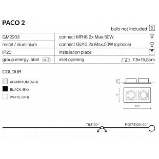 Bodové svietidlo AZZARDO PACO 2 aluminium AZ0798