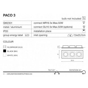 Bodové svietidlo AZZARDO PACO 3 aluminium AZ0801