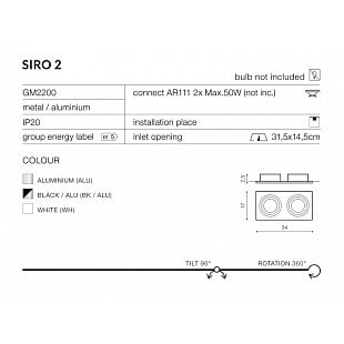 Bodové svietidlo AZZARDO SIRO 2 aluminium  AZ0770