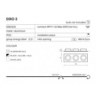 Bodové svietidlo AZZARDO SIRO 3 aluminium  AZ0773