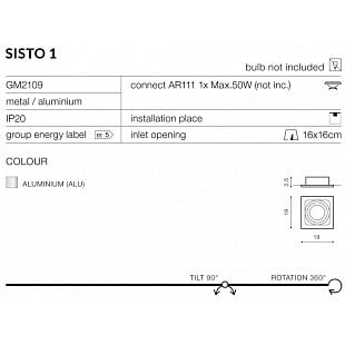 Bodové svietidlo AZZARDO SISTO 1 aluminium AZ0793