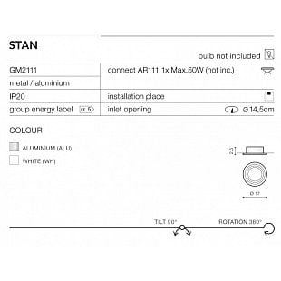 Bodové svietidlo AZZARDO STAN aluminium  AZ0860