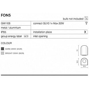 Vonkajšie nástenné svietidlo AZZARDO FONS bright grey AZ0890