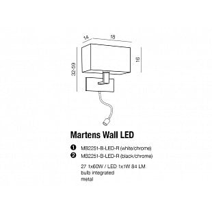 Interiérové svietidlo AZZARDO MARTENS wall LED white AZ1526
