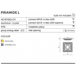 Bodové svietidlo AZZARDO PIRAMIDE L gold AZ1611