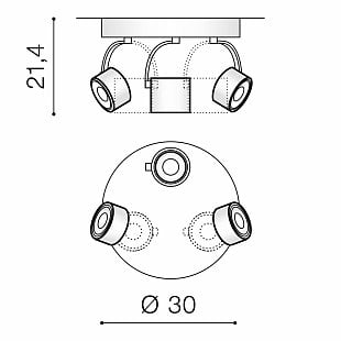 Interiérové svietidlo AZZARDO Bross Arm 3 Round black AZ3505