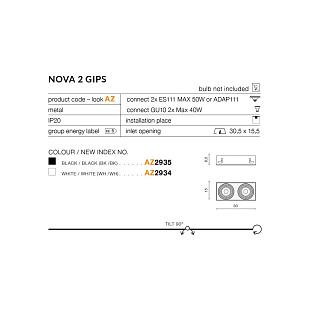 Interiérové svietidlo AZZARDO Nova 2 GIPS white AZ2934